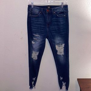 Dark Blue Ripped Skinny Jeans